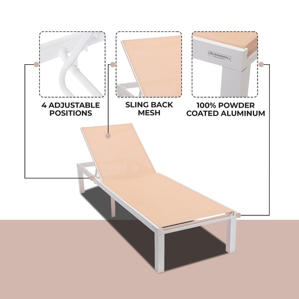 Aluminum Beach Pool Sun Lounge Chair Sling Mesh Fabric Reclining Stackable Lounger Chair