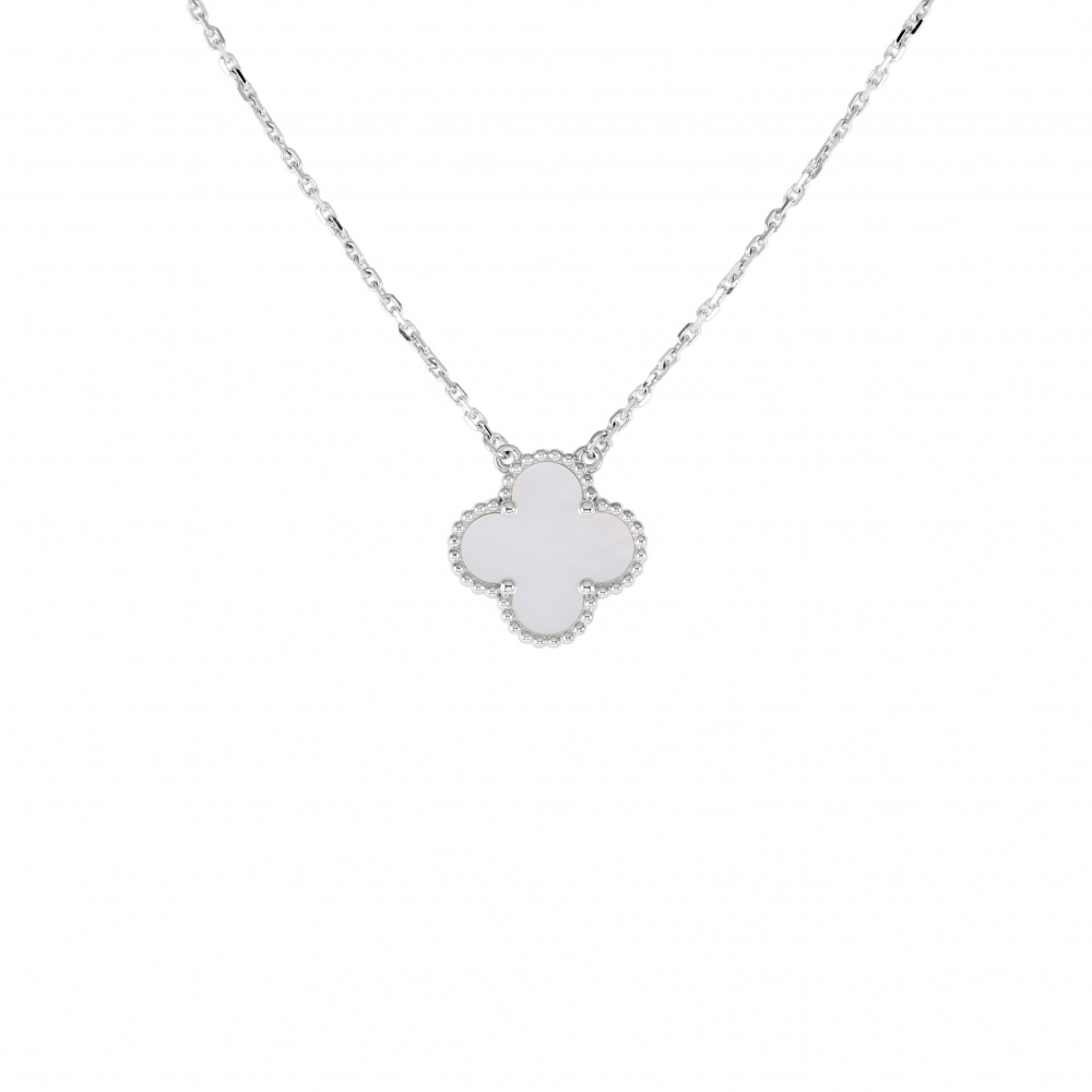 Van Cleef & Arpels Vintage Alhambra Necklace 18K White Gold VCARF48700
