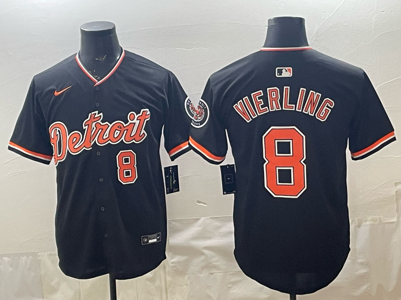 Men's Detroit Tigers Matt Vierling #8 Black Replica Player Jersey