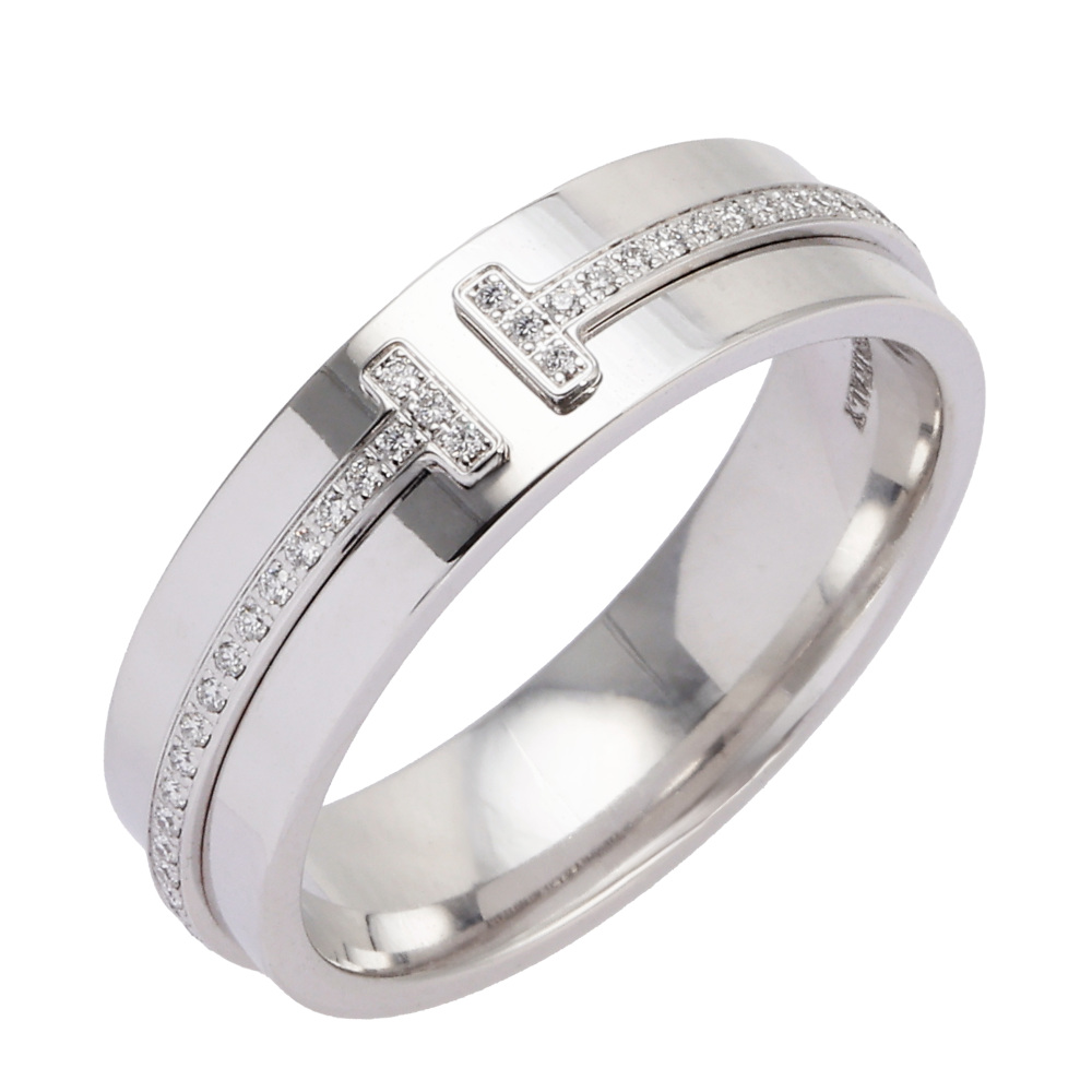 Tiffany & Co. Tiffany T Narrow Ring Wide 18K White Gold Diamond