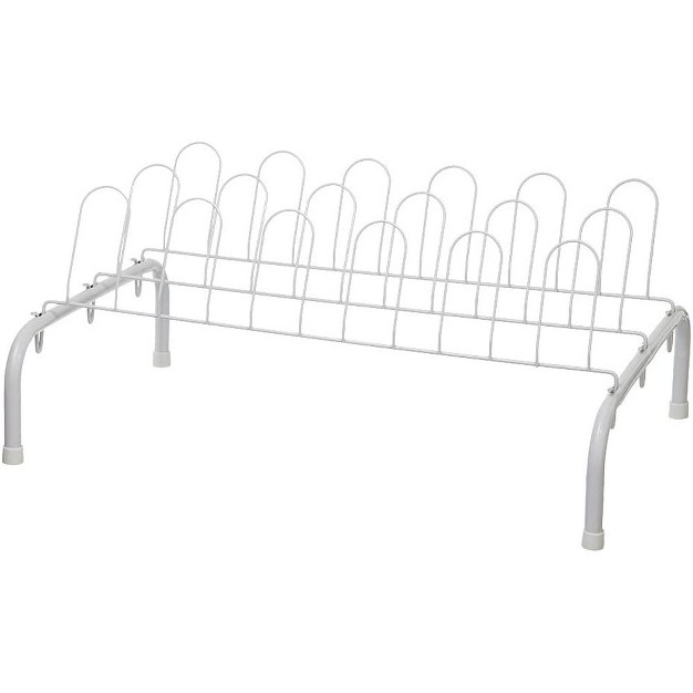 Closetmaid 1039 Heavy Duty Lightweight 9 Pair Freestanding Wire Shoe Rack Organizer For Closet Hallway Or Entryway White 2 Pack