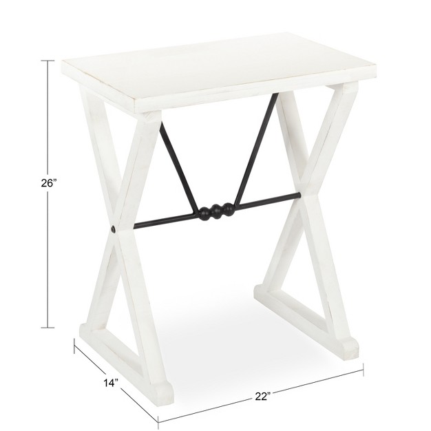Kate And Laurel Travere Rectangle Wood Side Table 22x14x26 White
