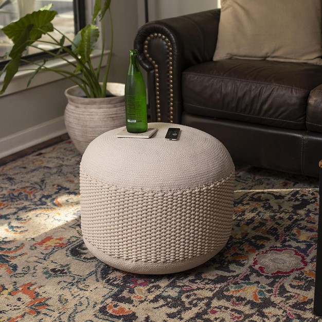 Birdrock Home Woven Knitted Indoor Or Outdoor Pouf Natural