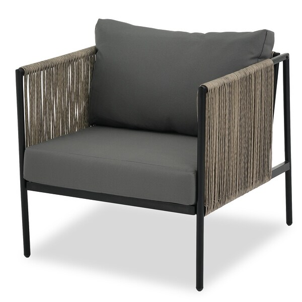 4Piece Rope Sofa Conversation Sets with Cushions and Table