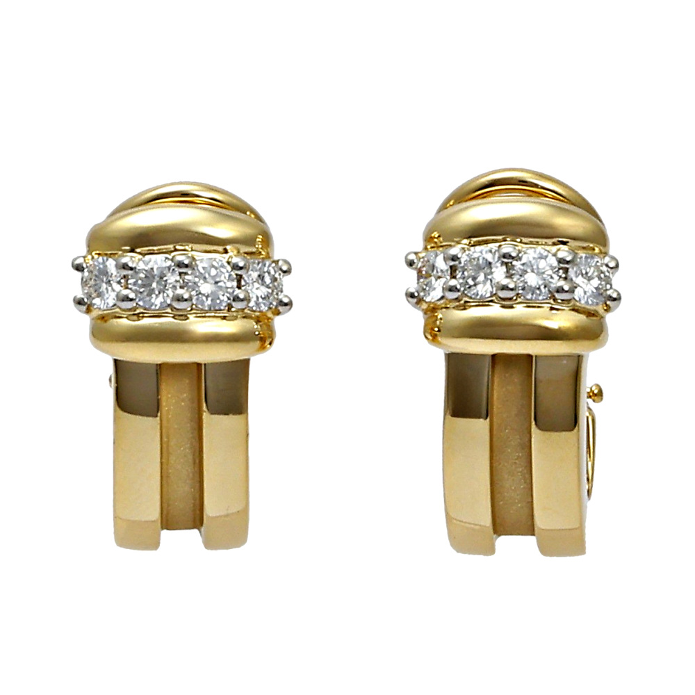 Tiffany & Co. Grooved Earrings Platinum & 18K Yellow Gold Diamond