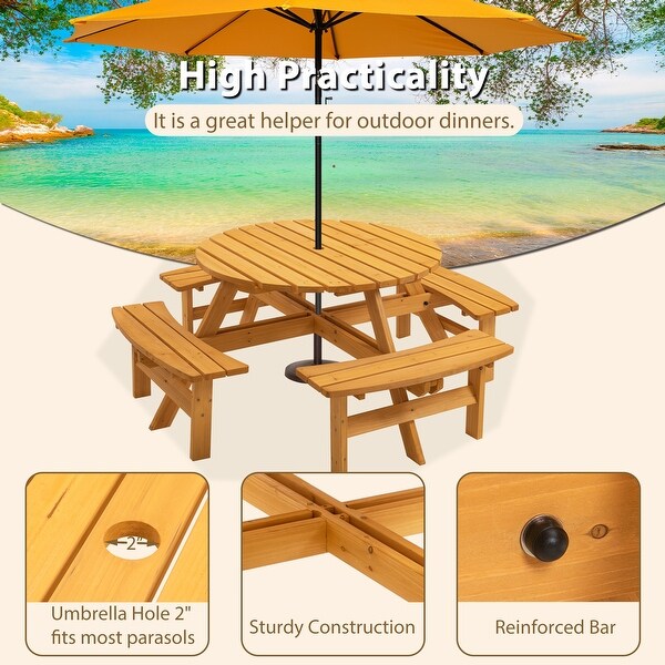 Merax 8 Person Wooden Picnic Table Set