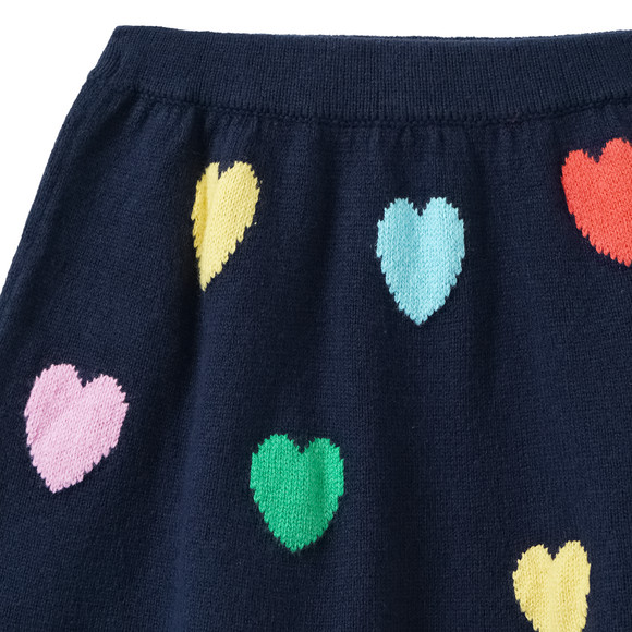 Famy Mädchen Strickrock mit Herz-Allover