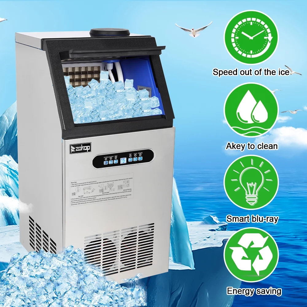 Winado Built-in Commercial Auto Ice Maker Cube Stainless Steel Bar Restaurant Freezer