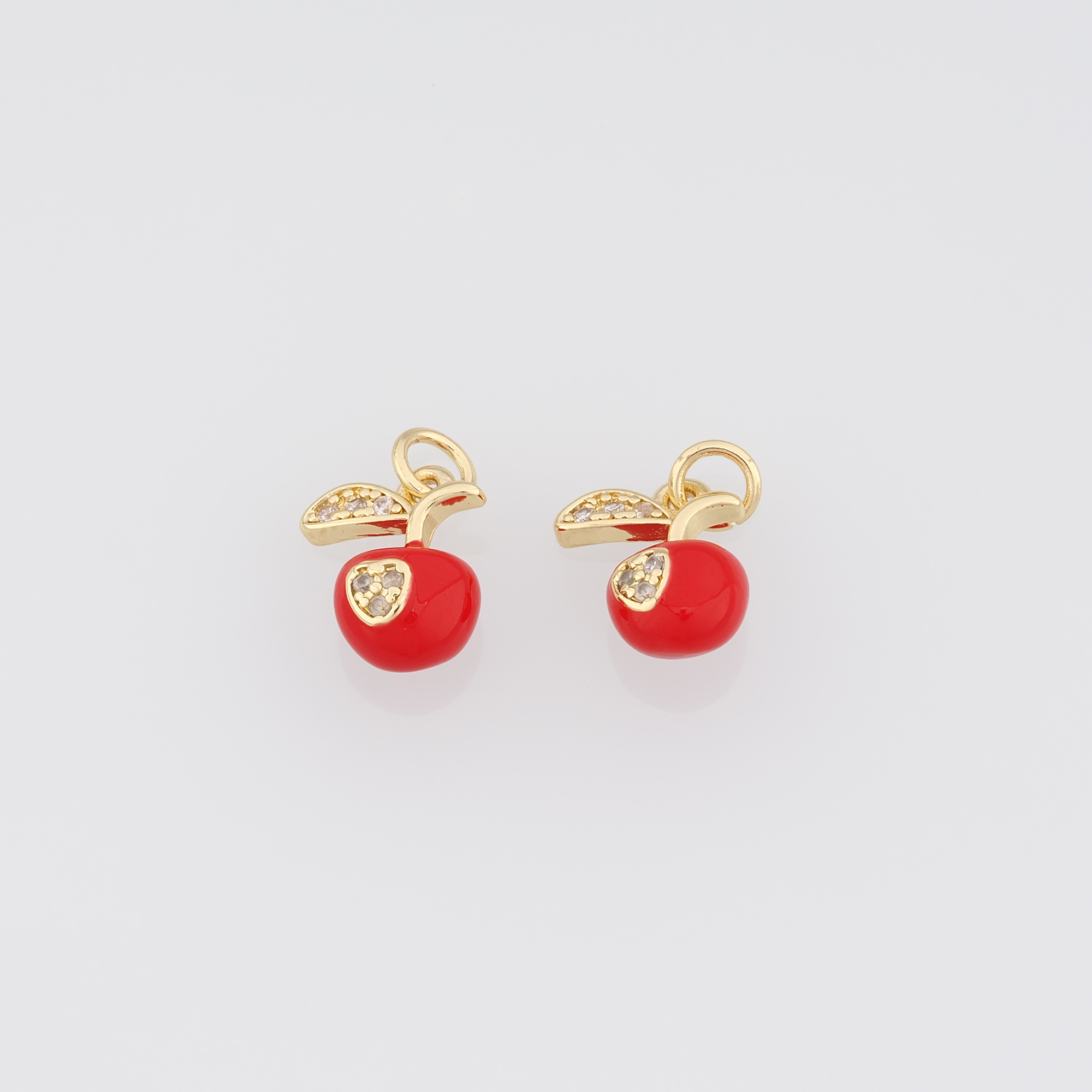18K Gold Filled Apple Pendant,Enamel Fruit Charm Earrings Necklace for DIY Jewelry Making Supply