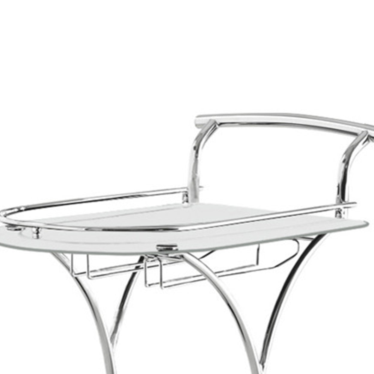 Captivating Serving Cart With 2 Frosted Glass Shelves, Silver- Saltoro Sherpi