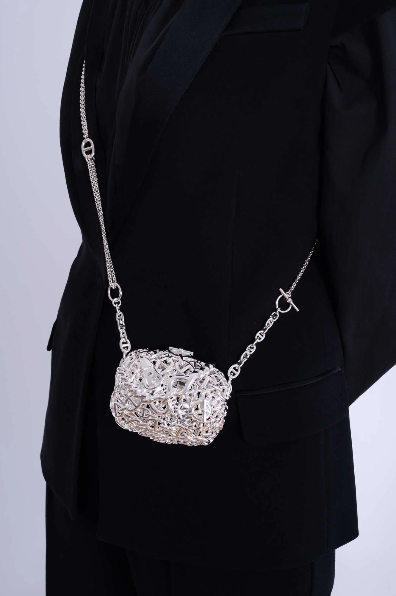 Hermès Sac Bijou Chaîne d’Ancre Sterling Silver Minaudière