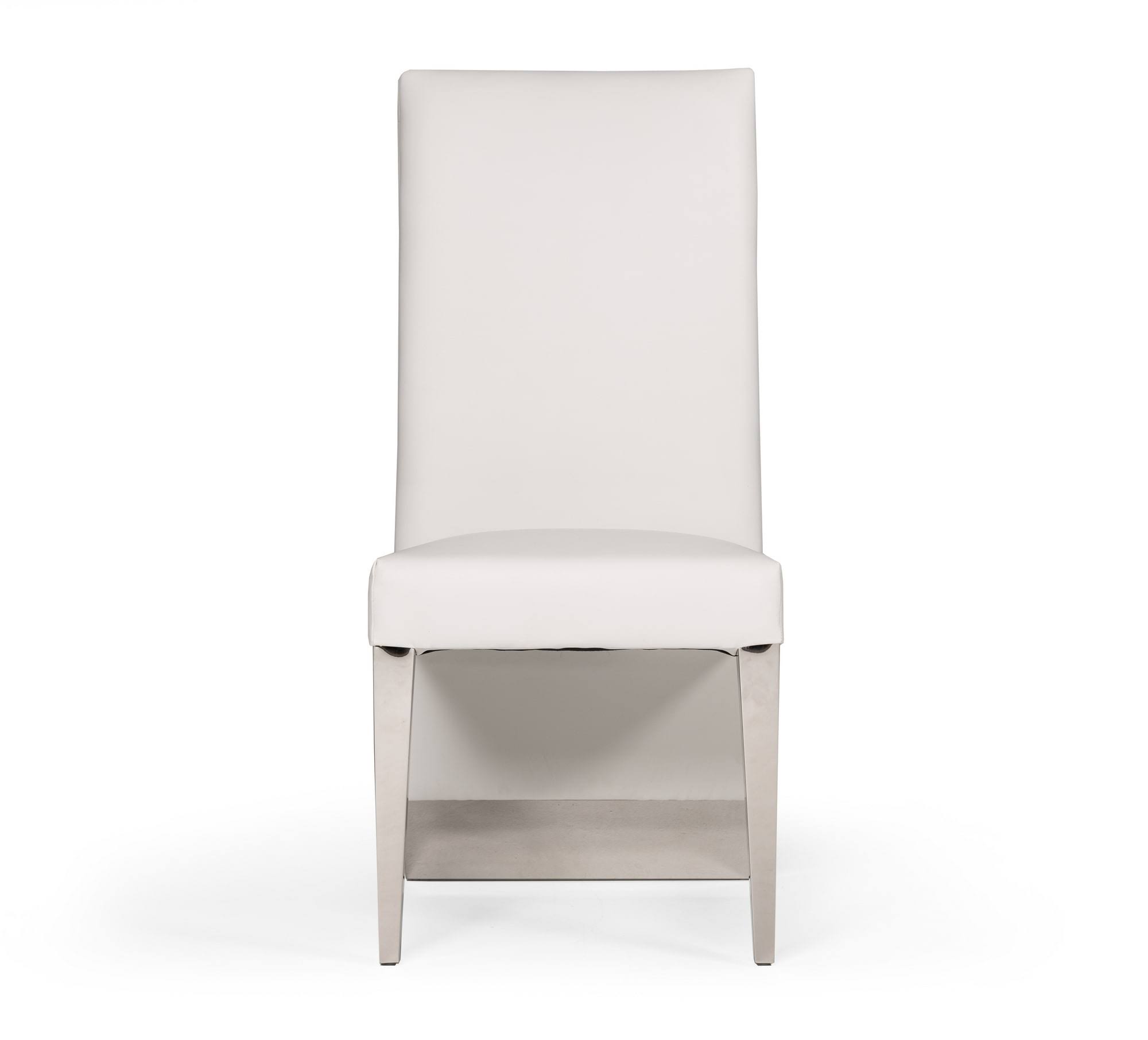 Modrest Kilson Modern White Leatherette u0026 Stainless Steel Dining Chair (Set of 2)