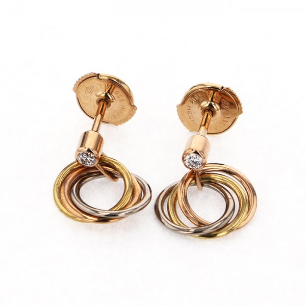 Cartier Trinity Diamond Earrings 18K White Gold & 18K Rose Gold