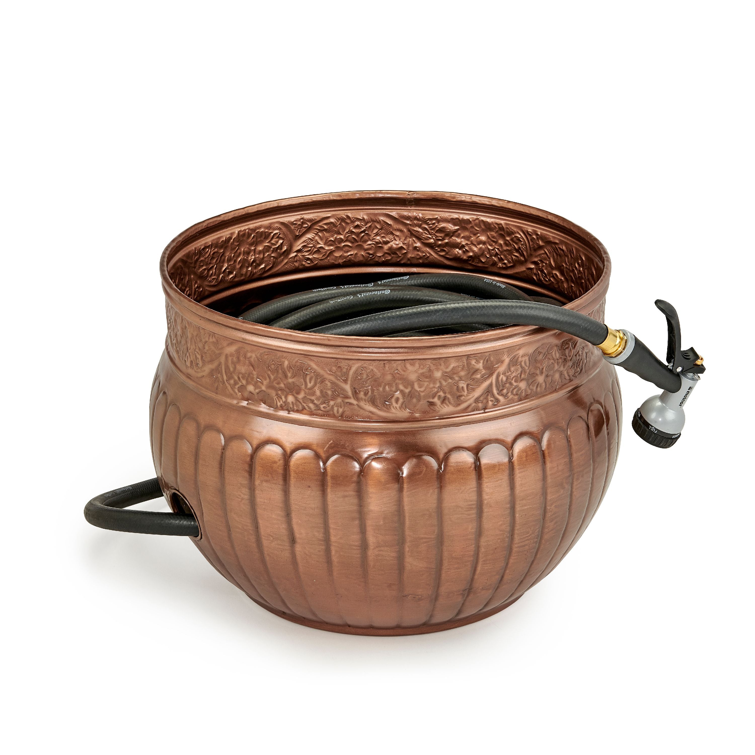 Good Directions La Jolla Hose Pot with Lid, Copper Finish – Holds 150 ft. Hose