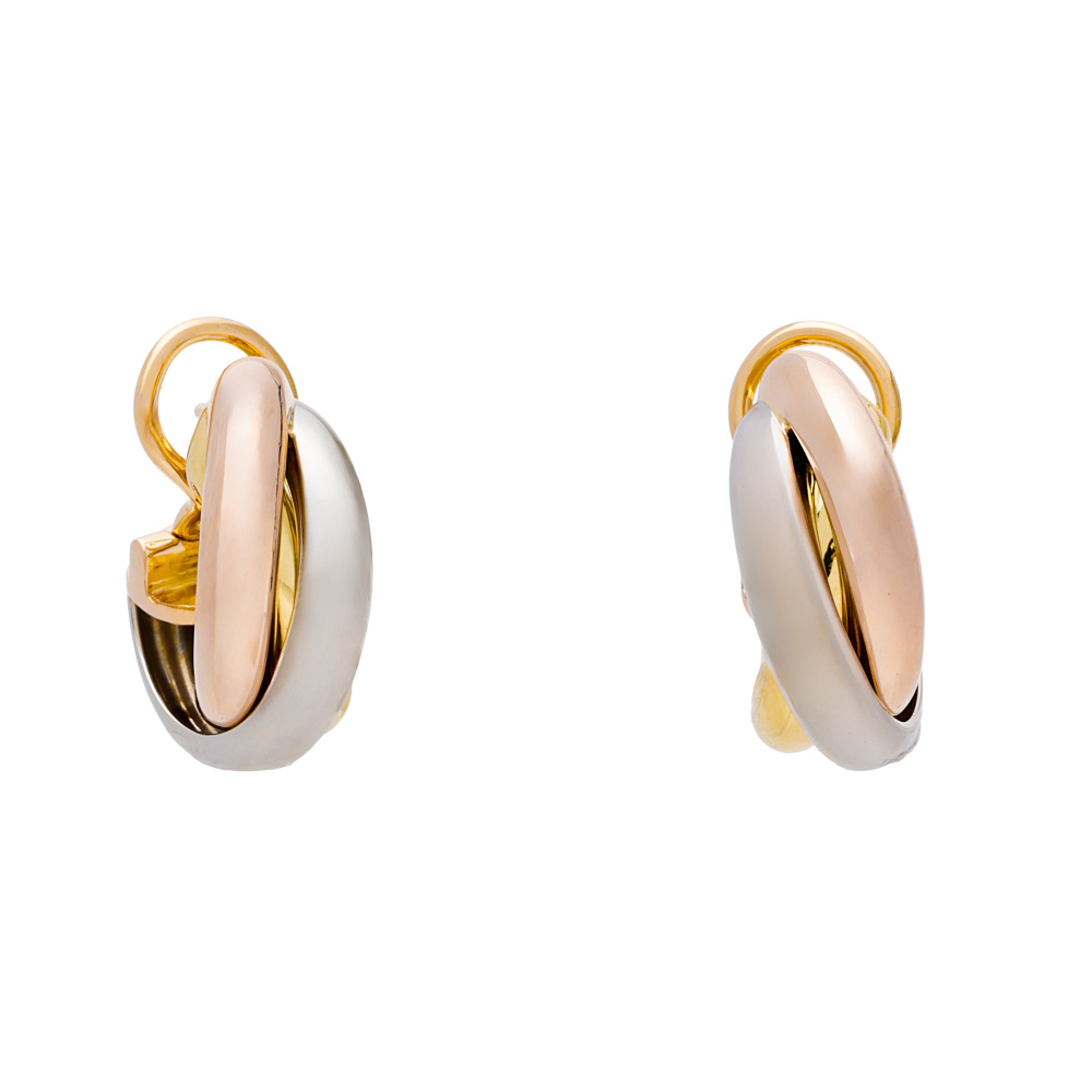 Cartier Trinity Classic Model Earrings Tri-Gold 80083231