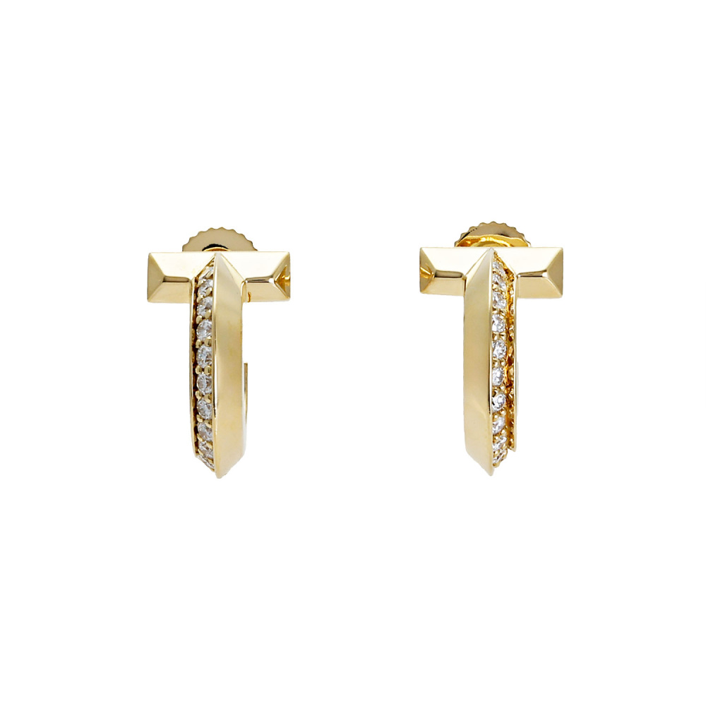 Tiffany & Co. Tiffany T One Hoop Earrings Extra Mall 18K Yellow Gold 69783015
