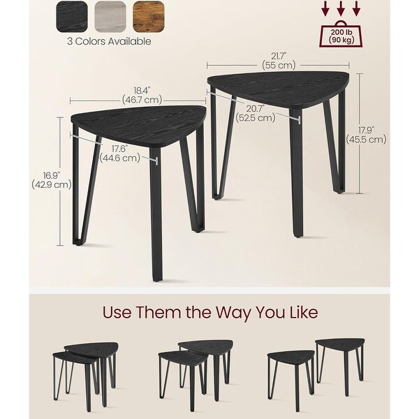 Stacking Side Coffee Tables,Charcoal Gray and Black End Tables
