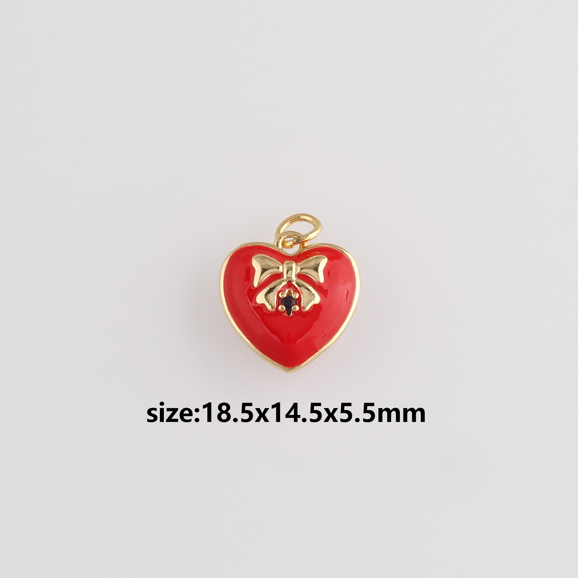 18K Gold Filled Heart Pendant,Enamel Heart Charm Earrings Necklace for DIY Jewelry Making Supply
