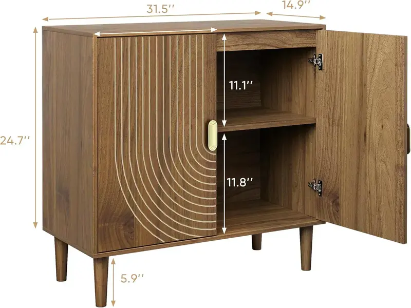 Walnut Freestanding Sideboard – Dining Room Cabinet with Integrated Cable Management System