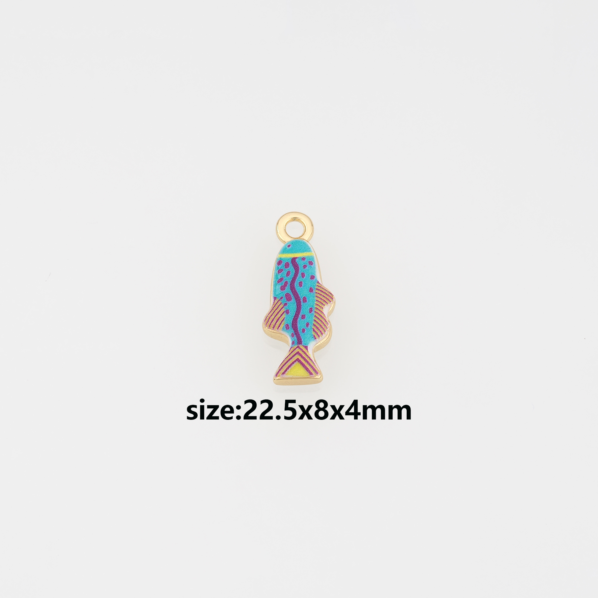 18K Gold Filled Fish Pendant,Enamel Ocean Fish Charm Earrings Necklace for DIY Jewelry Making Supply