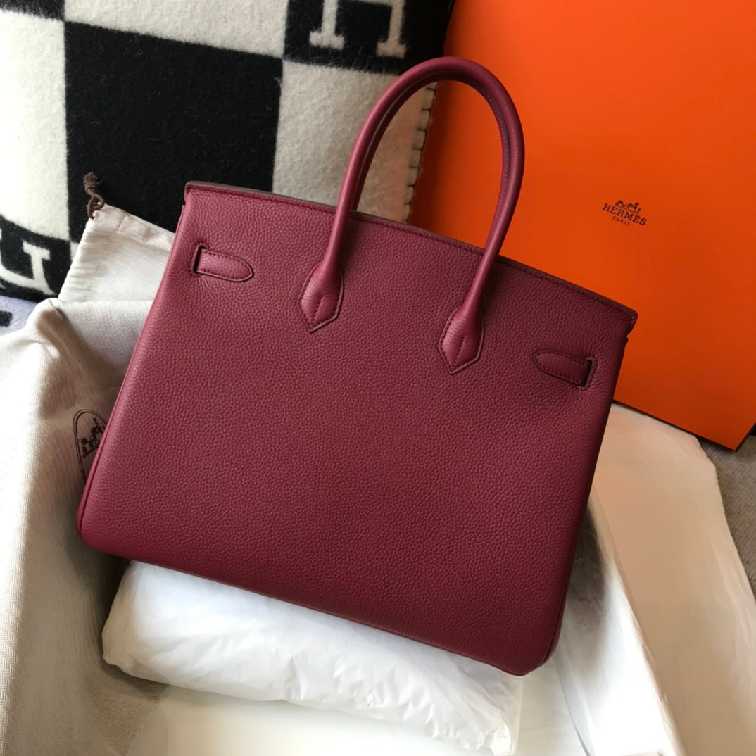 Hermes Birkin 35Cm Burgundy Togo Leather Gold Hardware