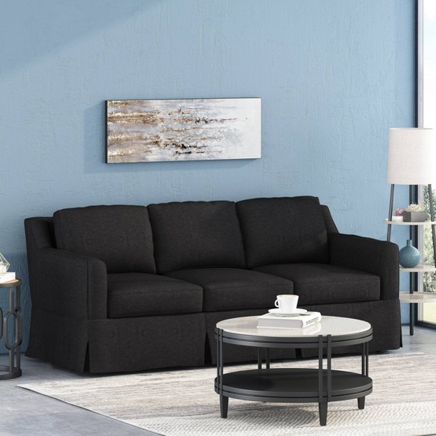 Arrastra Contemporary Fabric 3 Seater Sofa With Skirt Christopher Knight Home