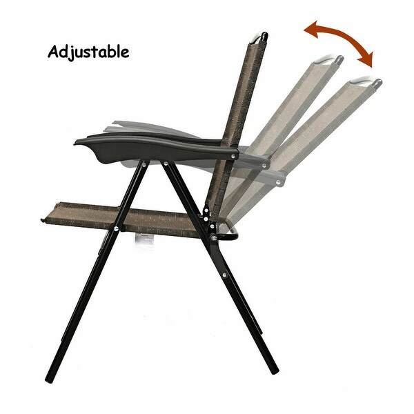 Gymax 2PCS Folding Sling Chairs Steel Armrest Patio Camping