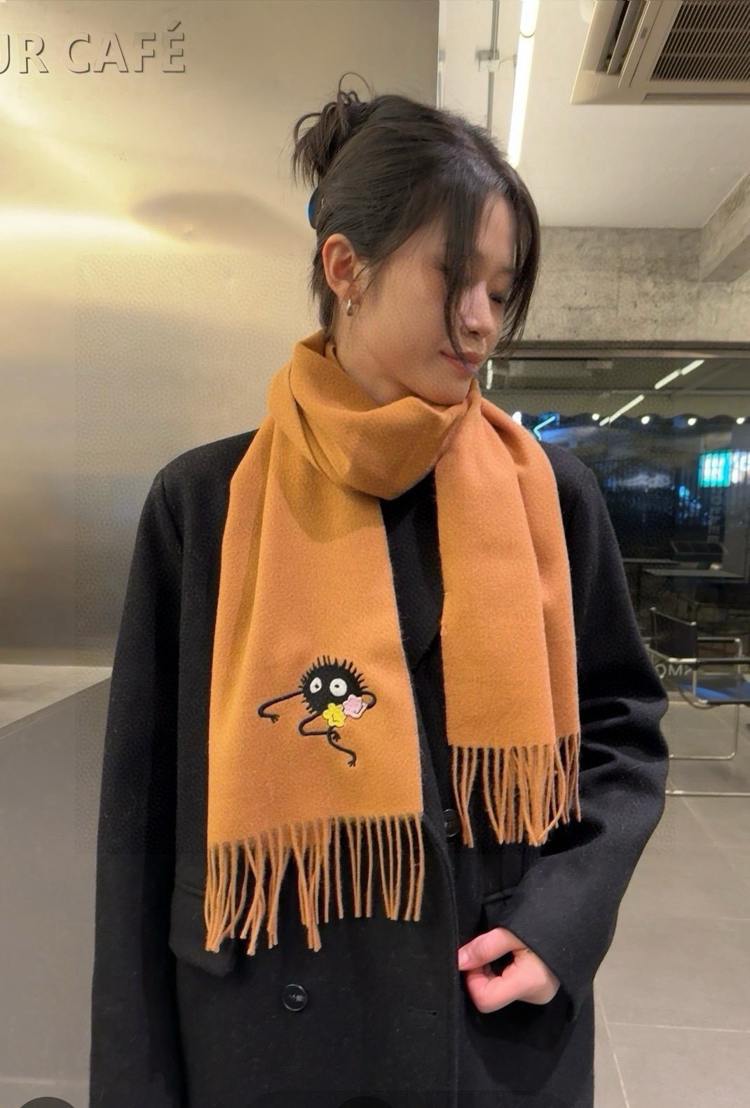 Loewe Mohair Scarf Soot Sprite Brown For Women 180cm