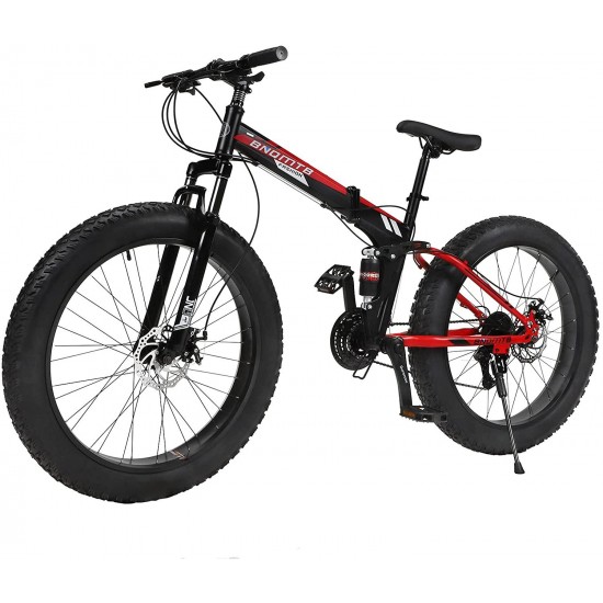 Fat tire Bicycle, Folding Fat tire Mountain Bike, 26 inches, Easy to Carry, Used for Outdoor Off-Road Adventure