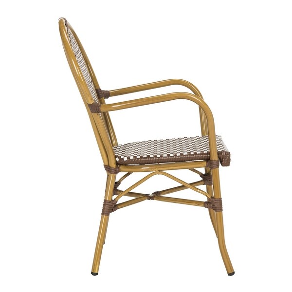SAFAVIEH Rosen Bistro Stacking Brown/White Arm Chair (Set of 2)