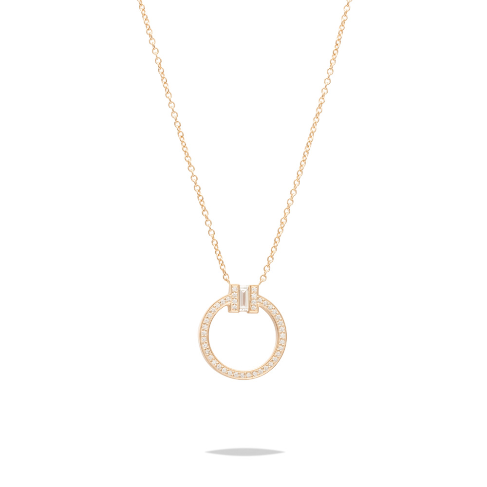 Tiffany & Co. Tiffany T Circle Necklace 18K Rose Gold Diamond 63843105