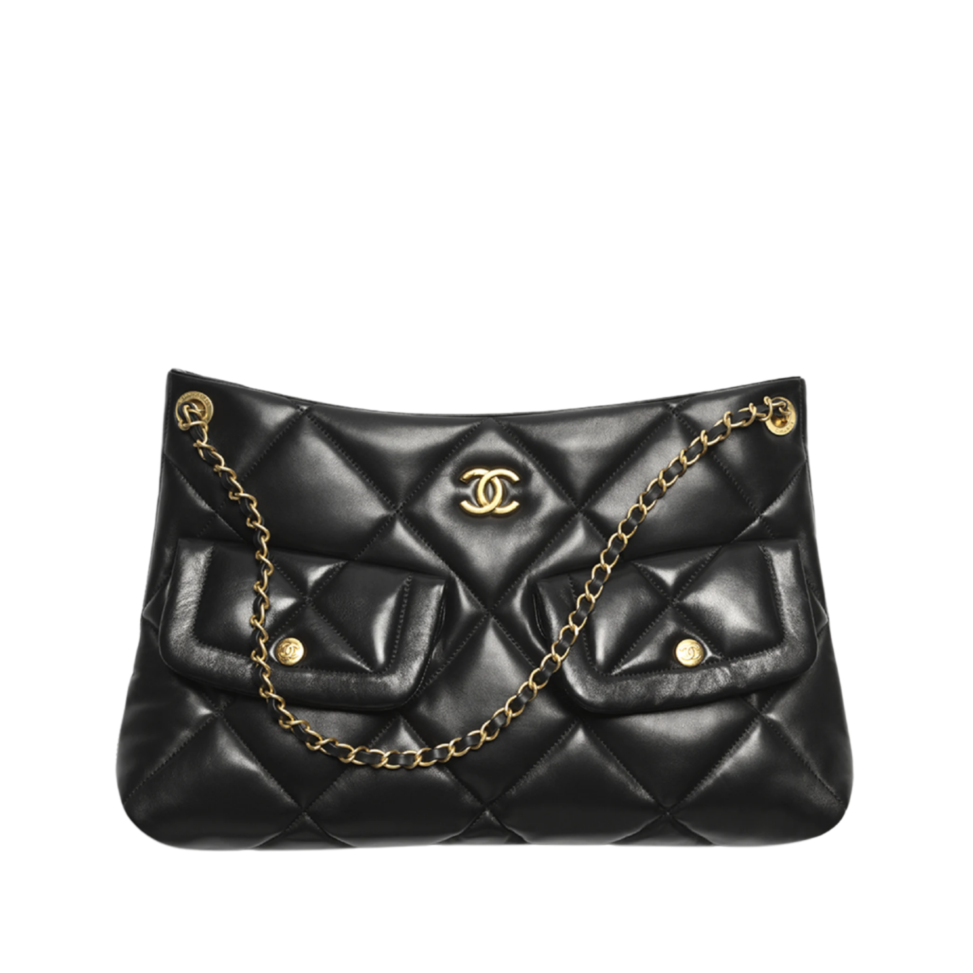 Chanel Hobo Shopping Bag Black – Gold Lambskin 38cm/15in