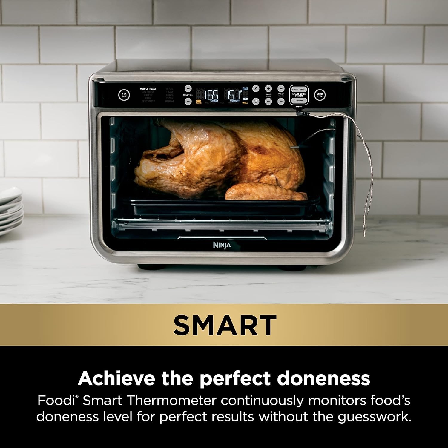 10-in-1 XL Air Fry Oven 1800W Surround Convection Smart Thermometer 450°F Silver