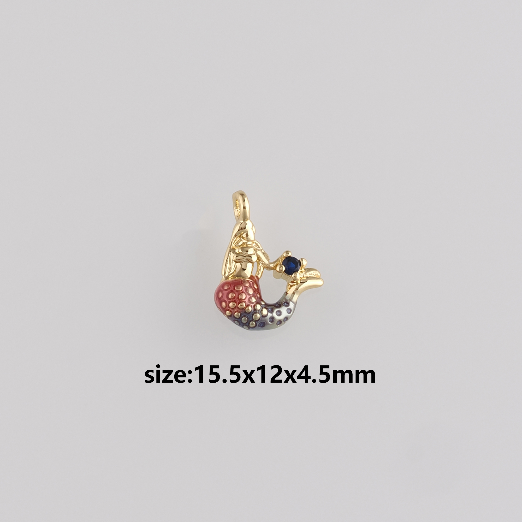 18K Gold Filled Mermaid Pendant,Enamel Mermaid Charm Earrings Necklace for DIY Jewelry Making Supply