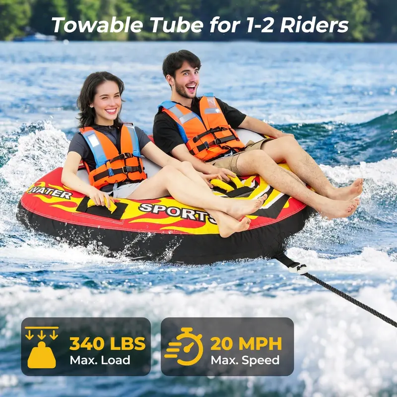 Quick-Connect Inflatable Boat Tube – 1–2 Person Towable with Secure Valve System and Stable Ride Design