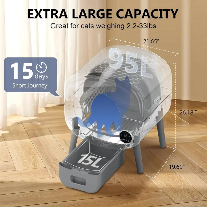 Smart Self-Cleaning Cat Litter Box – Large-Capacity Automatic Unit with App Control & Safety Sensors