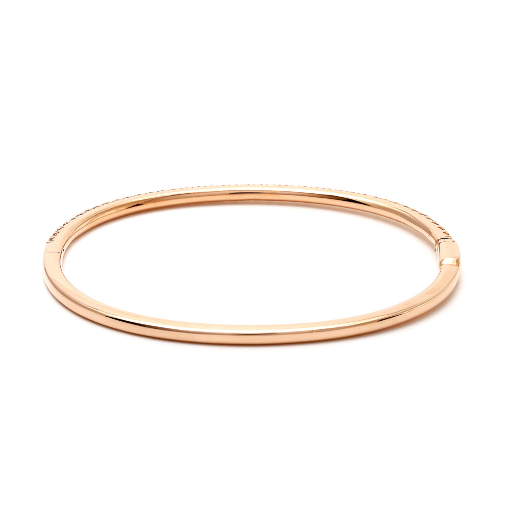 Tiffany & Co. Metro Hinged Bangle M Bracelet 18K Rose Gold Diamond 60006146