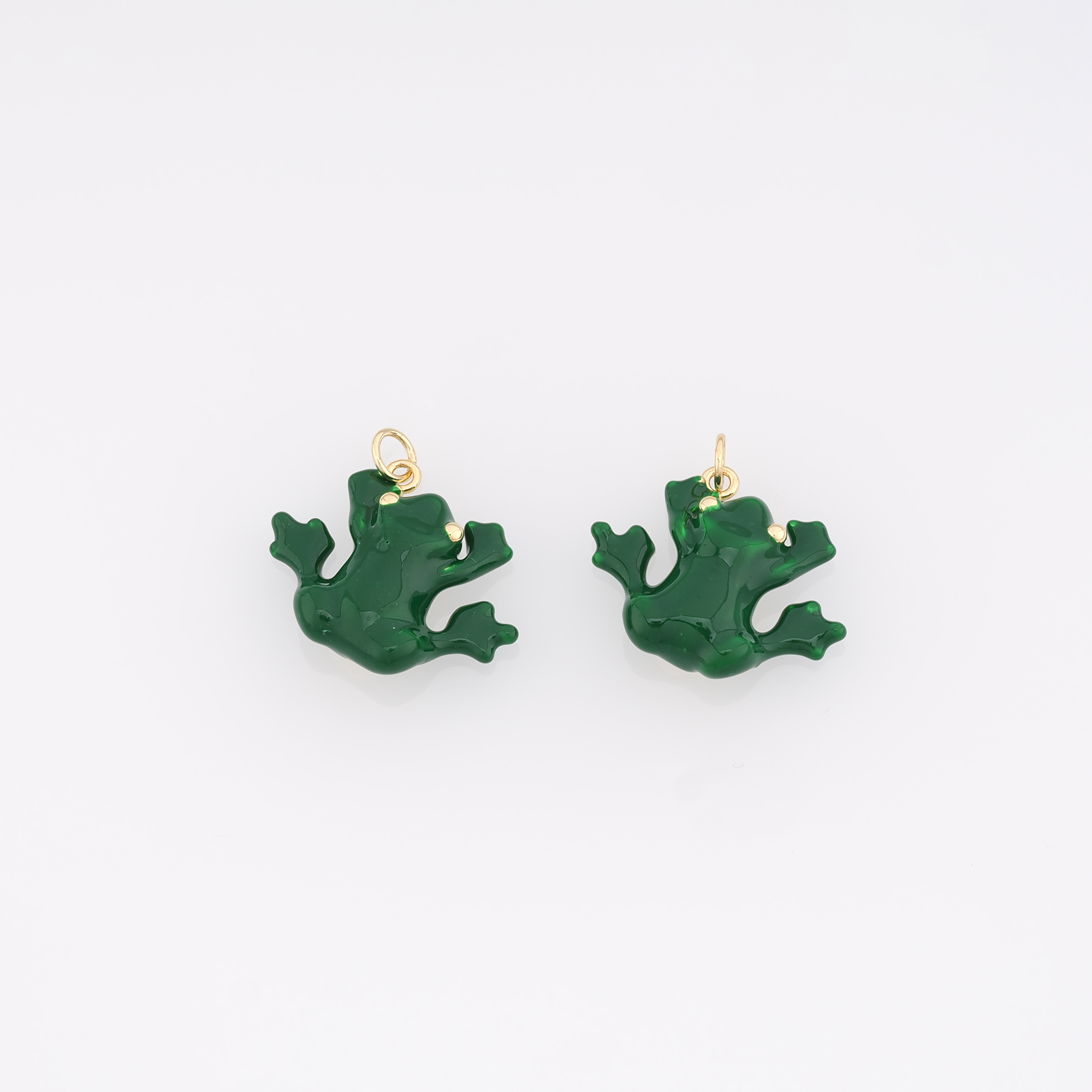 18K Gold Filled Frog Pendant,Enamel Frog Charm Earrings Necklace for DIY Jewelry Making Supply