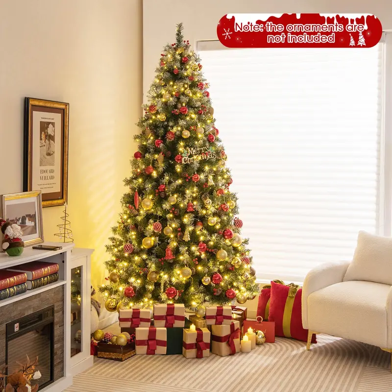 Pre-Lit Christmas Tree with 8 Light Modes – Adjustable Brightness & Timer