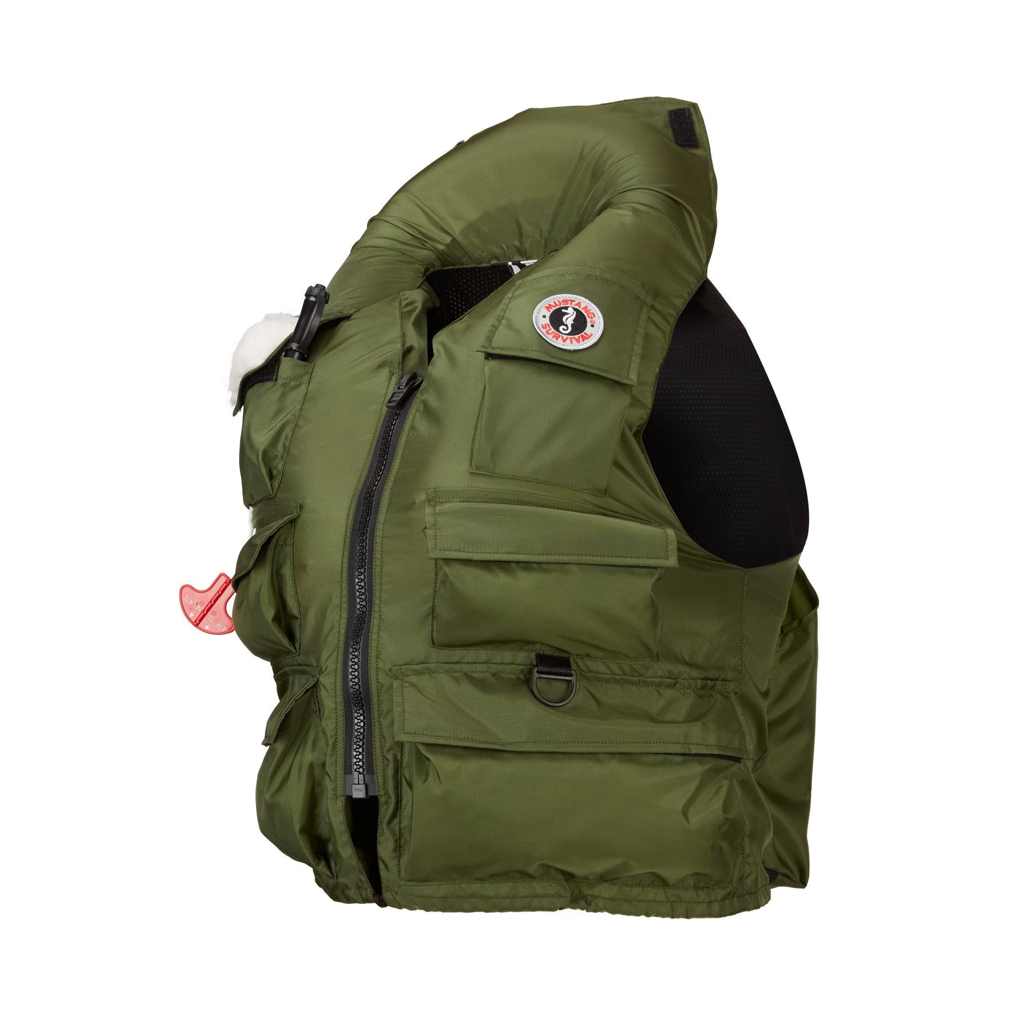Mustang Inflatable Fisherman&s Vest - Manual - SM - Olive