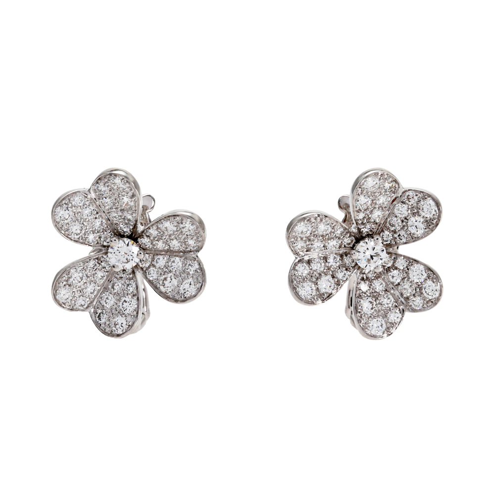 Van Cleef & Arpels Frivole Earrings 18K White Gold Diamond VCARB65800