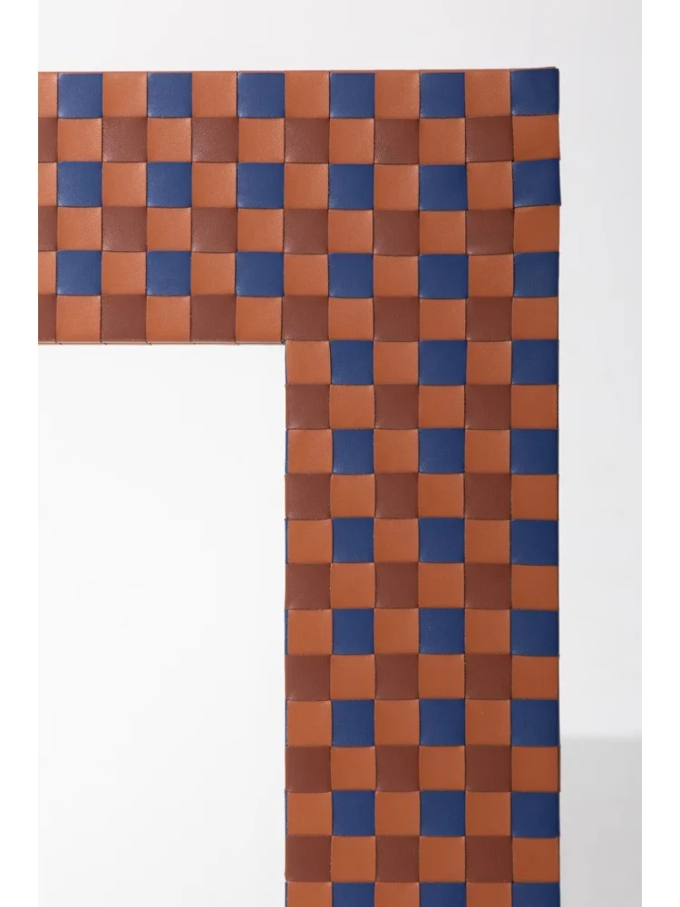DZ020 - Herm@s Iris Blue Gold Brown BV Weave Checkerboard Half-Length Mirror Dressing Room High-Definition Vanity Mirror