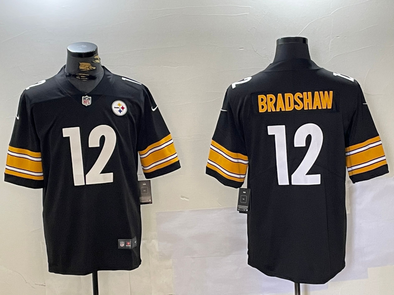 Men's Pittsburgh Steelers Terry Bradshaw #12 Black Game Jersey