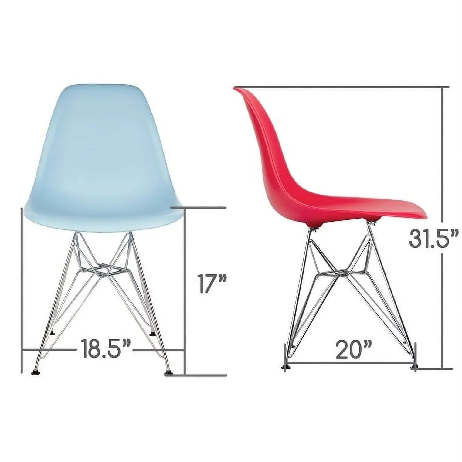 CozyBlock Dark Gray Molded Plastic Dining Side Chair with Steel Wire Eiffel Legs