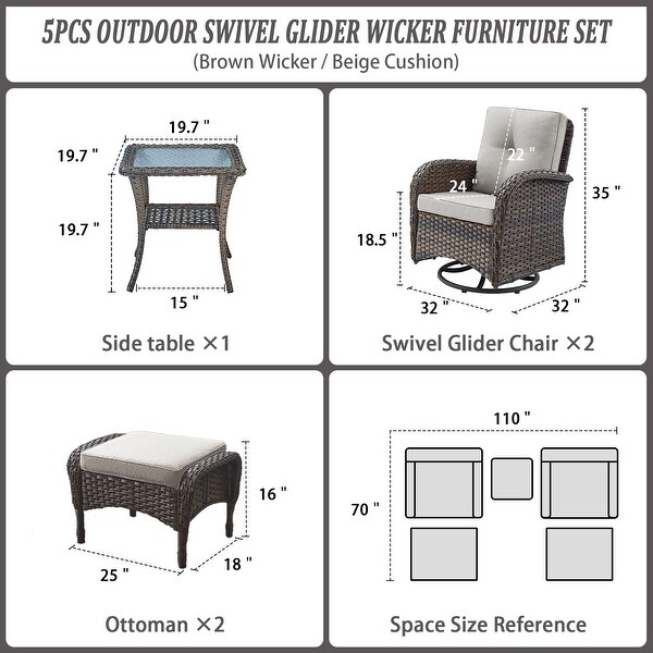 Swivel Chair with Coffee Table and Ottomans