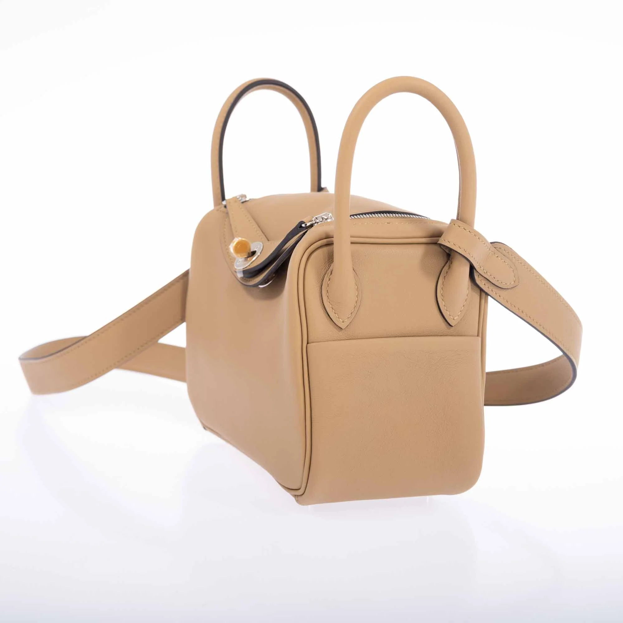 Hermès Lindy Mini II Poussier Swift Electrum Hardware
