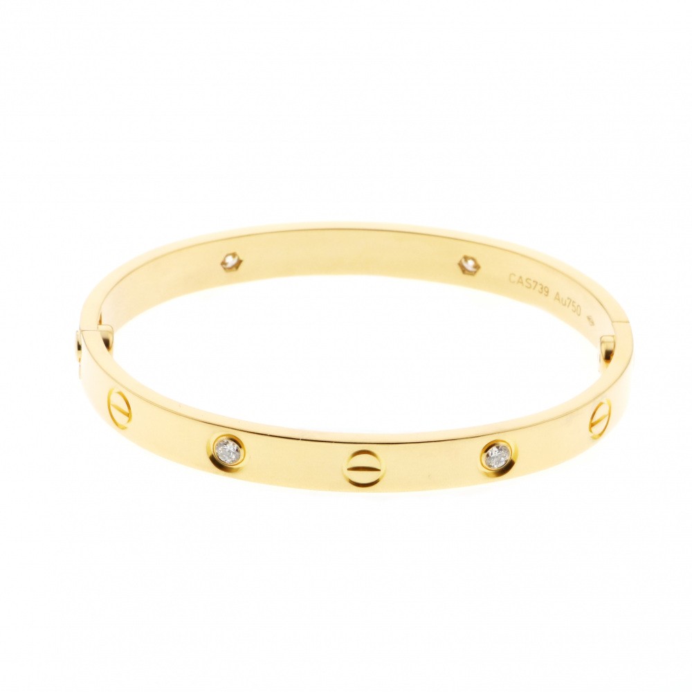 Cartier Love Half D Bracelet 18K Yellow Gold Diamond