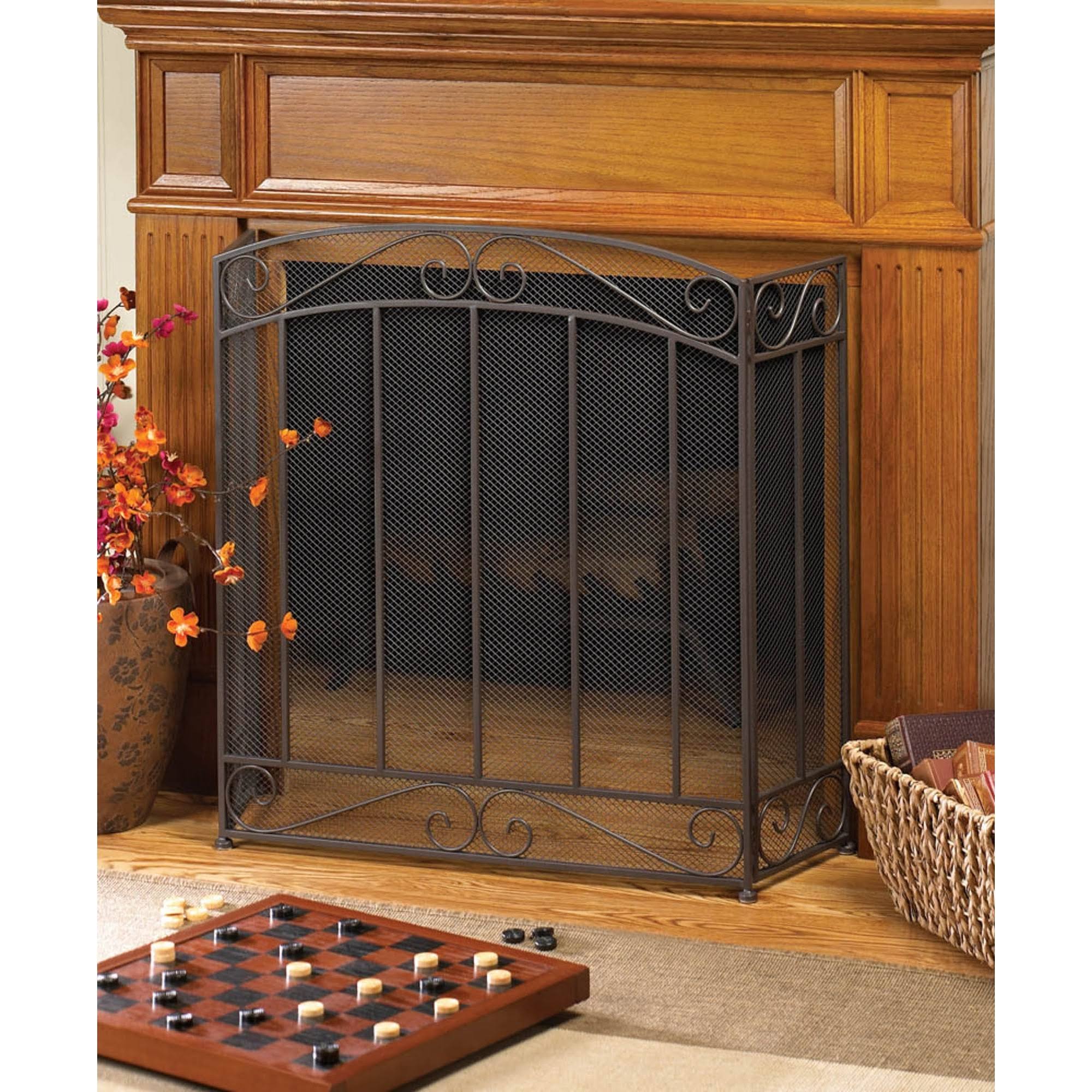 Zingz u0026 Thingz Tuscan-design Fireplace Screen, 4505039V, Black