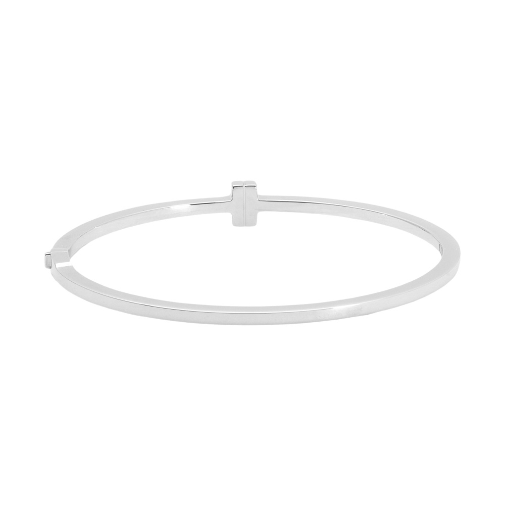 Tiffany & Co. Tiffany T Diamond Hinge Wire Bangle T-two Mm Bracelet 18K White Gold 62273100
