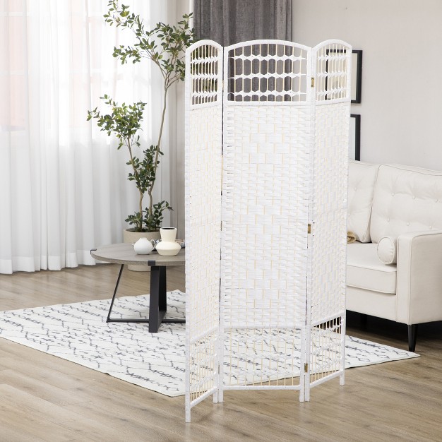 Homcom Room Divider Folding Privacy Screen 5 6 x27 Room Separator Wave Fiber Freestanding Partition Wall Divider